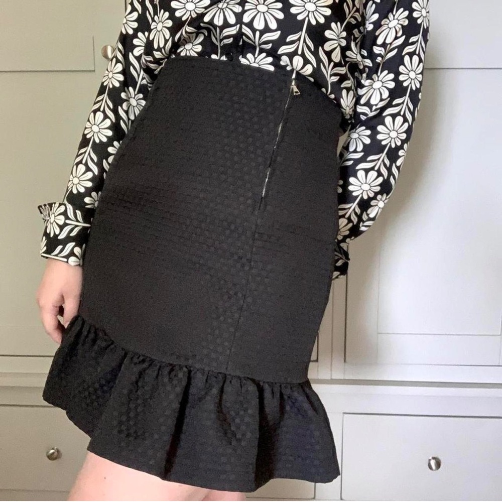Sandro Jacquard Textured Ruffle Mini Skirt Zip Details